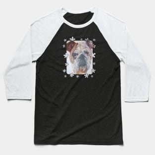 American Bulldog Portrait Vector With Cute Border Baseball T-Shirt